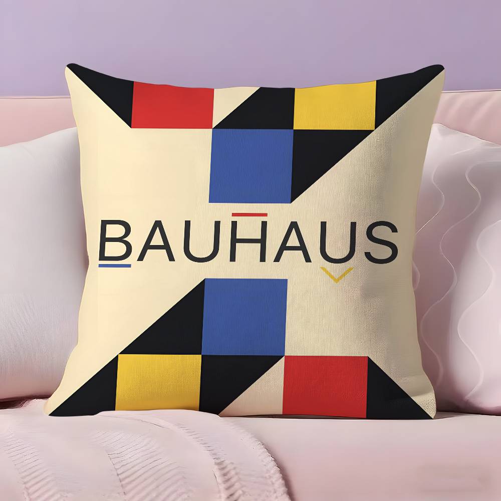 Abstraktní B-Bauhaus Geometrický povlak na polštář Povlak na polštář proti roztočům Neviditelný zip hedvábný krátký plyš Potah na polštář na pohovku