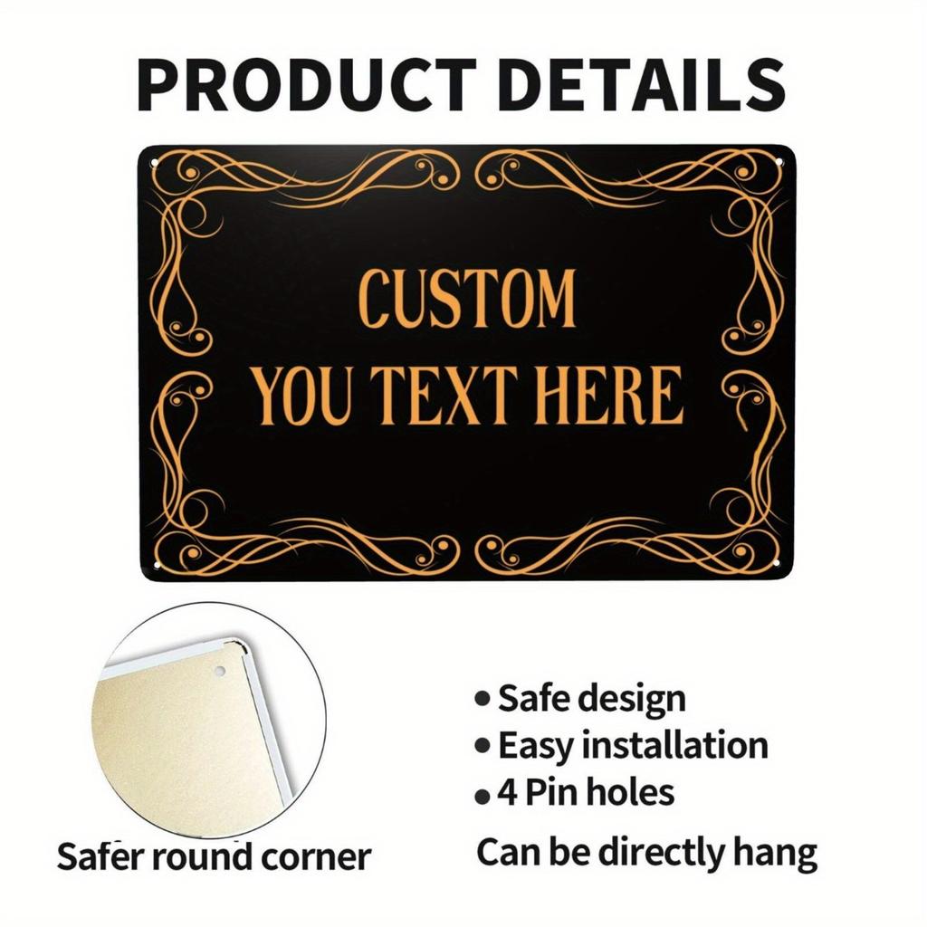 Custom Personalized Outdoor Metal Sign - 8x12 Inch Black Lace Design (Custom Name/Text) | Traffic Warning Road Safety Caution Si