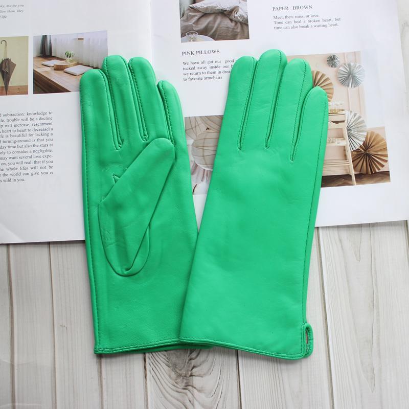 Ladies Sheepskin Gloves Classic Solid Color Versatile Leather Spring Knit Lining Cycling Driving Gloves Autumn