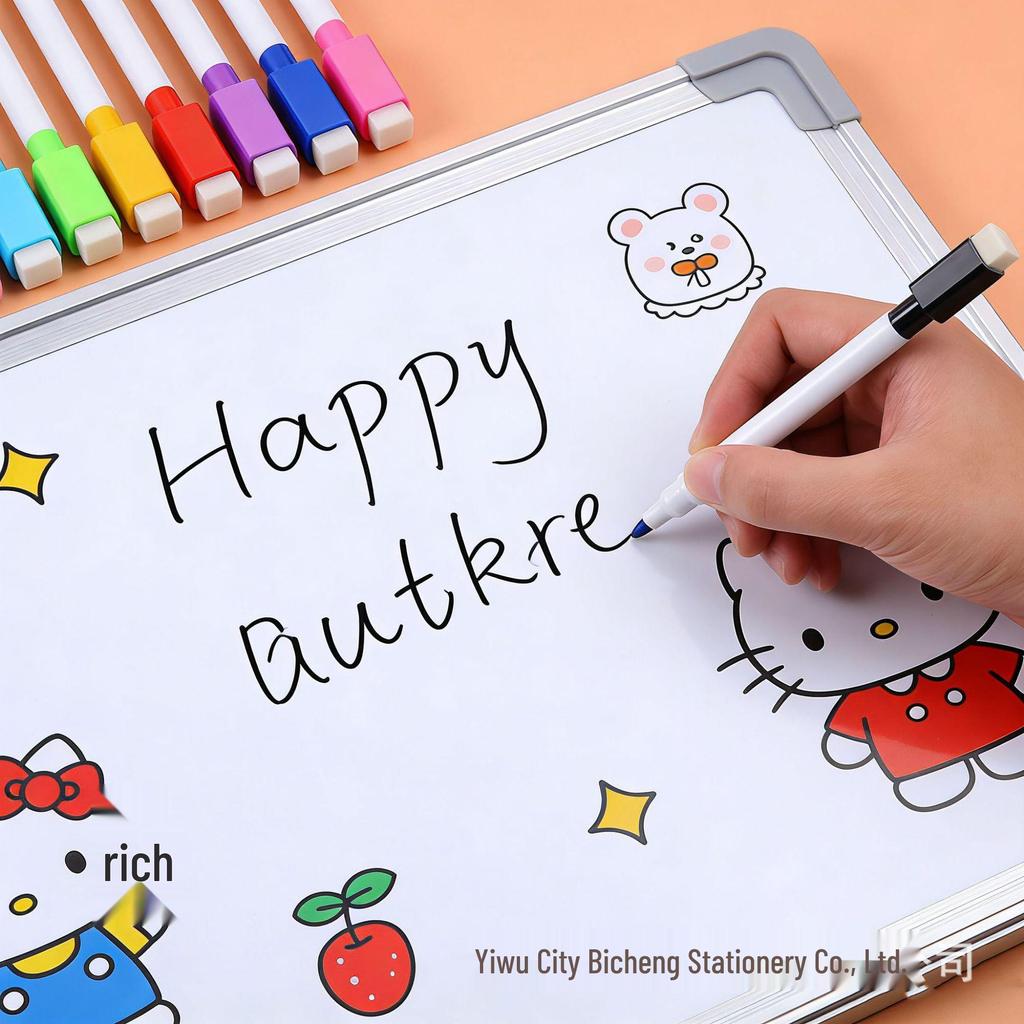 Magnetic Erasable Whiteboard Marker Pens for Kids and Teachers - Water-Based, Black with Brush, Easy to Erase