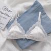 Japanese simple underwear women sweet cute bow lace bra no steel ring no trace gather girl bra cover