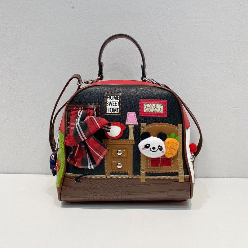 Bag Niche Design Women'S Bag Cartoon Embroidery Contrasting Color Handbag Women'S Creative Shoulder Messenger Bag Small Bag