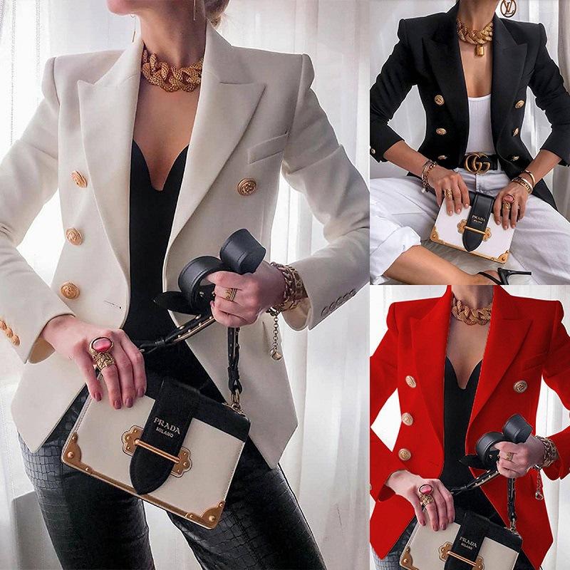 Women's Solid Color Short Blazer, Notched Lapel Casual Office Jacket with Single-Breasted Design, Versatile Commute Wear for Business Casual