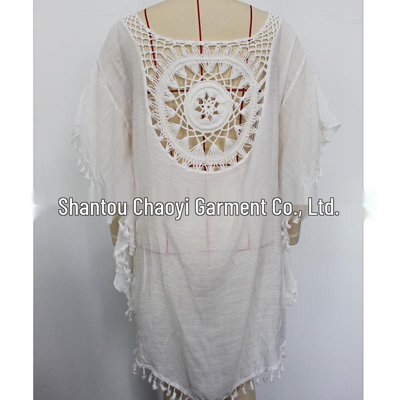 Hand-Crocheted European & American Beach Tassel Cover-Up Dress
