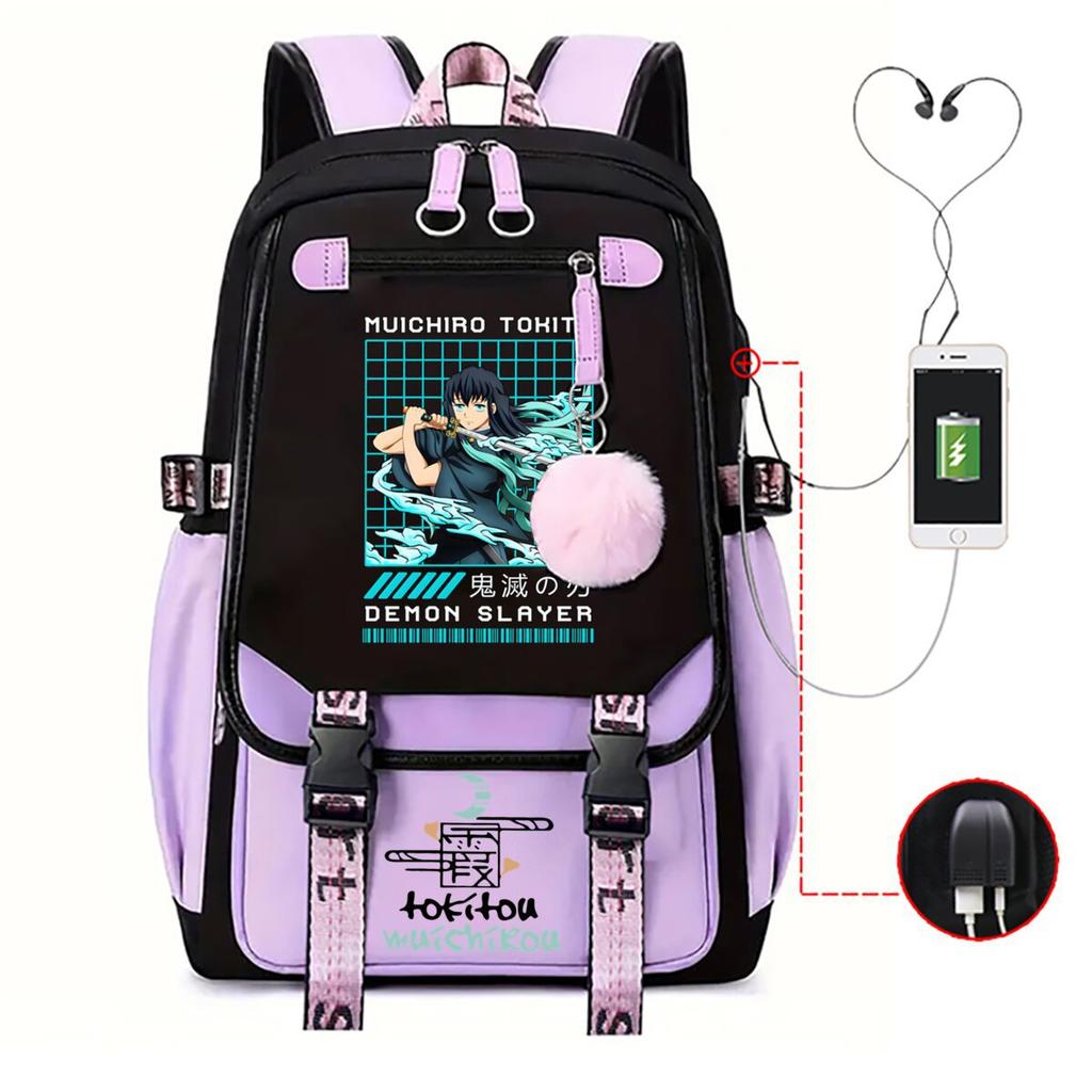 Anime Peripheral Backpack College Wind Junior High School Student High School Student with USB Multifunctional Student School Bag