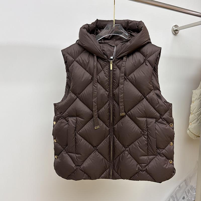 MAX classic rhombus vest new European hooded down vest vest women's short sleeveless jacket