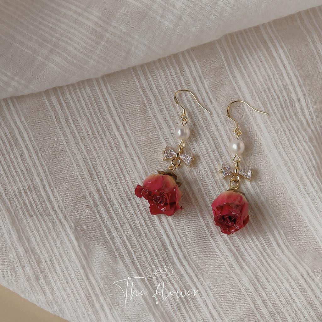Hot Sell 14K Gold Filled Fresh Rose Flower Natural Freshwater Pearl Ladies Drop Earrings For Women Best Gifts No Fade