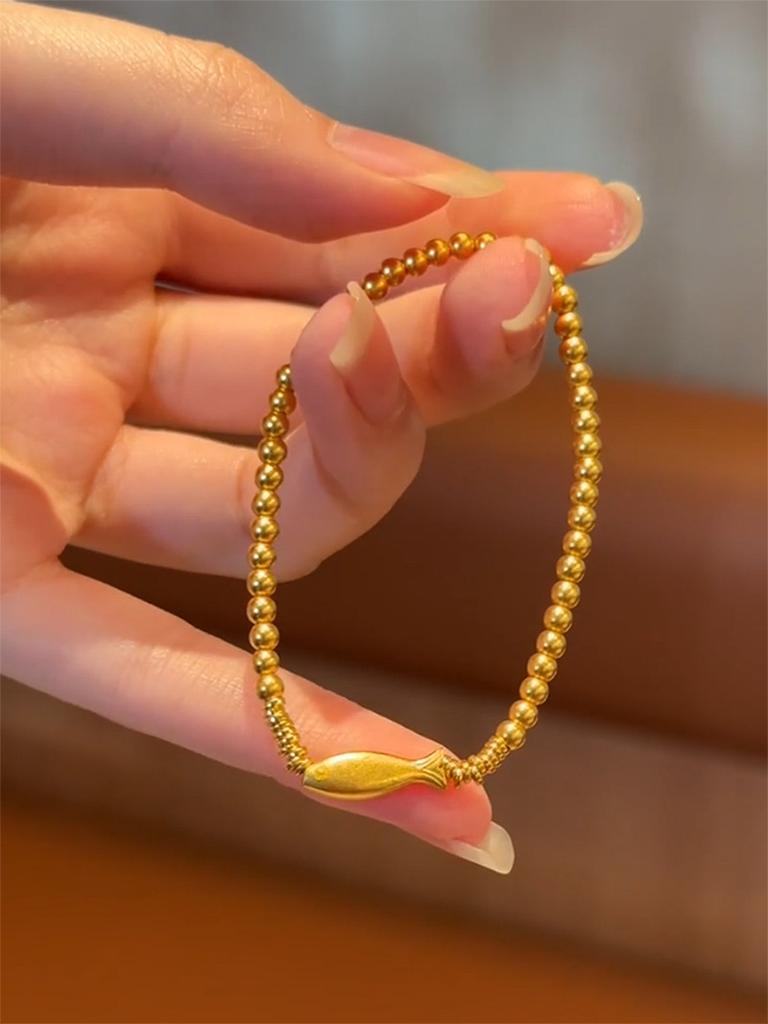 Transfer Koi Handornamente Goldperle Kleiner Fisch Armband für Damen 2024 Neuer Stil Goldperle Perlen Glücksbringer Armband Heißer Verkauf