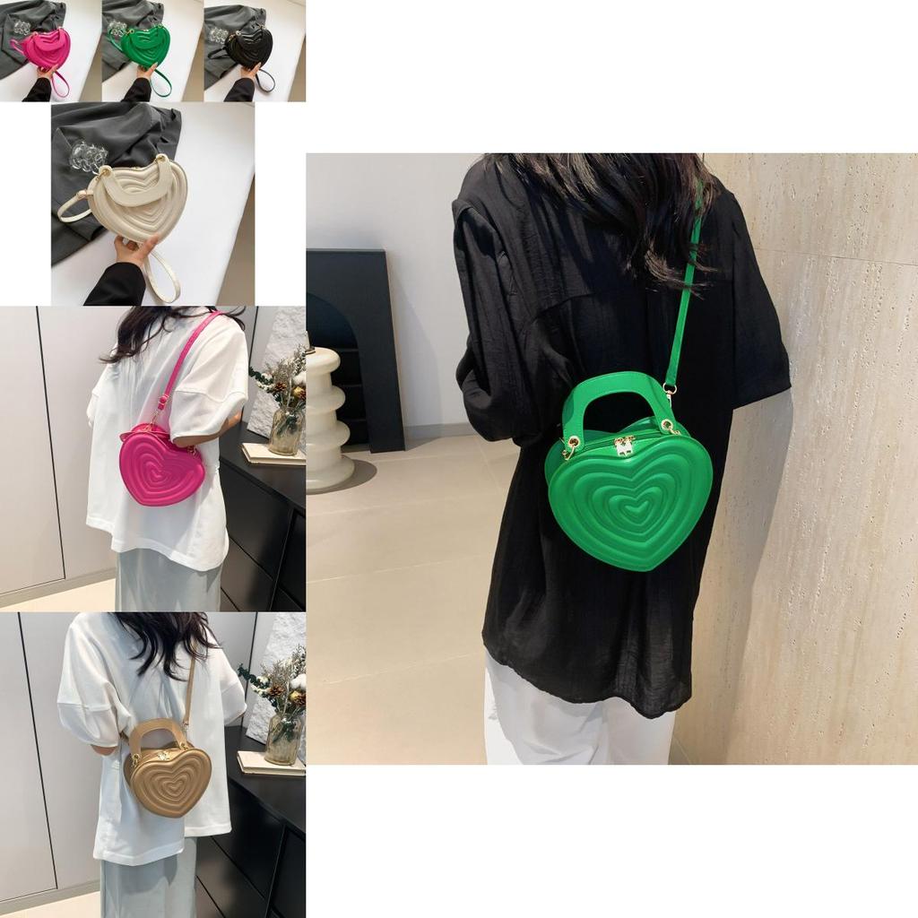 Fashionable Medium Sized Heart Bag With Zipper Closure Soft Pu Leather Shoulder Bag For Everyday Use