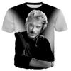Nuova Maglietta Stampata 3D del Cantante Pop Più Popolare Johnny Hallyday Uomo Donna Rock Casual Streetwear Abbigliamento Hip Hop Harajuku Top