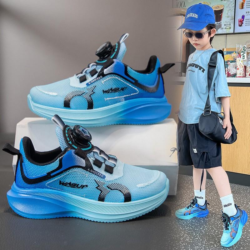 Youth style shoes Kids Rotating Buckle Sneakers Lightweight Breathable Mesh Running Shoes Boys Outdoor Fall Casual Wear