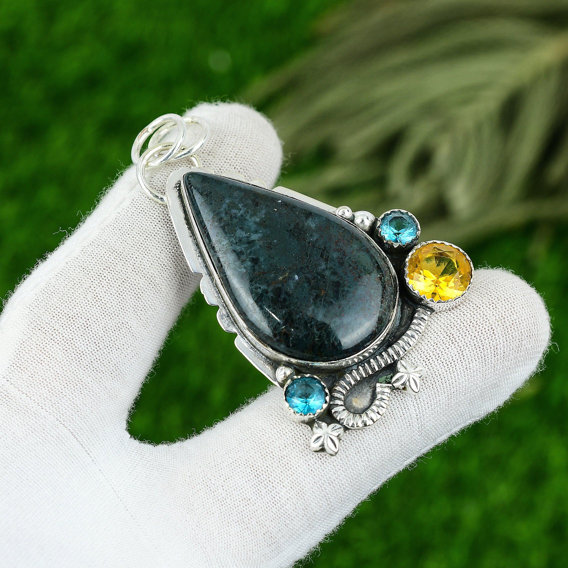 

Womens day Deal 925 Sterling Silver Star Galaxy Stone Citrine Pendant Jewelry