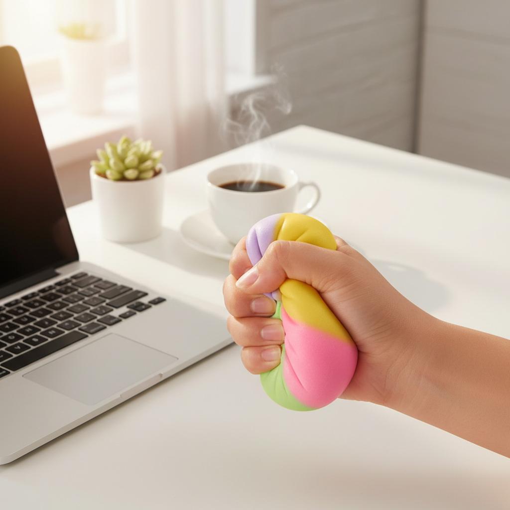 Colorful Gradient Squishy-Bun Toy Soft And Squeezable Stress Relief Entertainment
