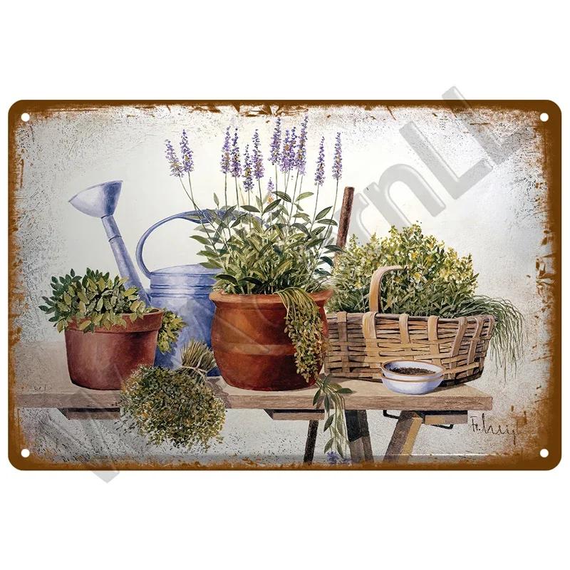 Vintage Metal Tin Sign  Retro Cafe  Garden Wall Art Home Decor Plaque for Room Farmhouse Painting Gift Perfect for Wall Mural  D