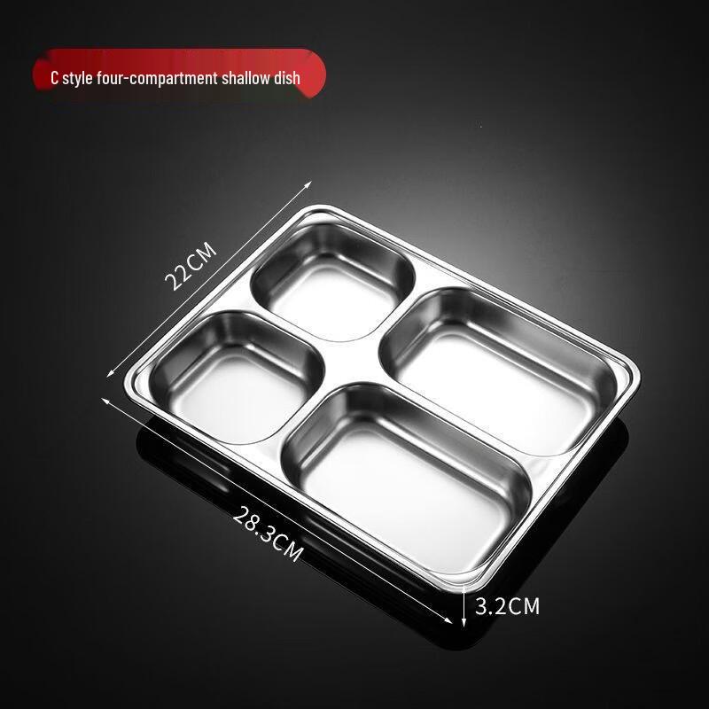 304 Stainless Steel Four-Compartment Lunch Tray