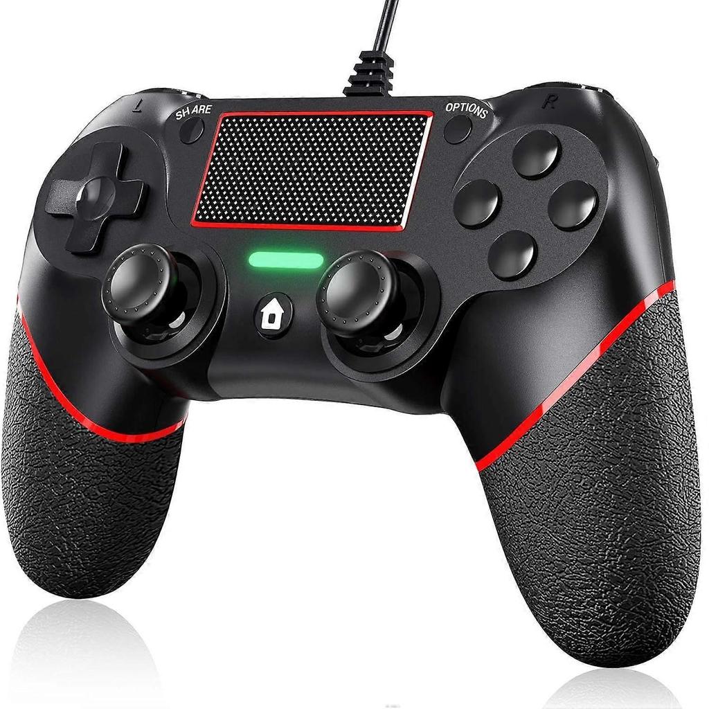 Wired Controller for PC with Double Vibration and Motion Motors, Compatible with PS4 and Windows 11/10/8/7