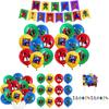 All-in-one Party Supplies Set Includes 26 Pieces Of The Rainbow Friends Theme Including Flags Big And Small Cake Toppers And Mixed Color Balloons.