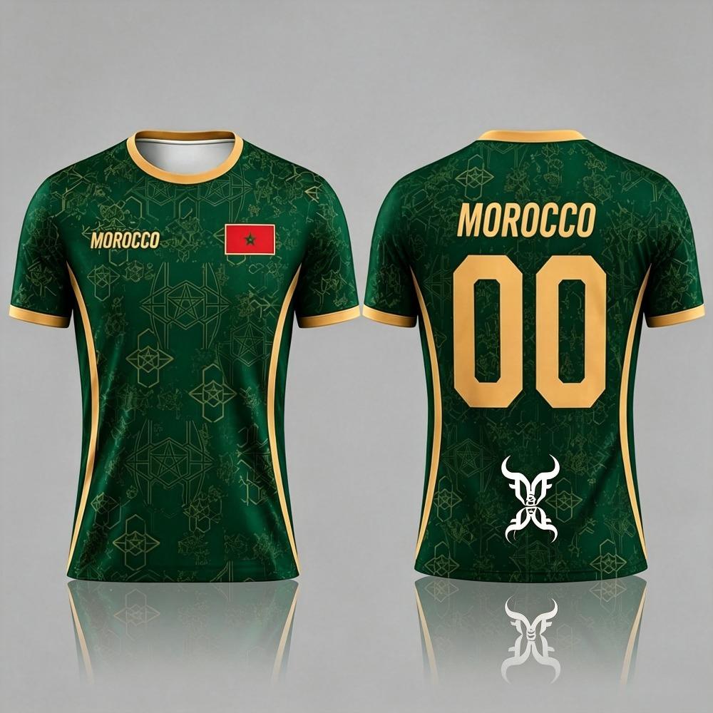 2026 Summer Morocco Flag Print Jersey 3D Printed T-shirtBreathable Quick Dry Fashion Streetwear Sports Sleeve Men's Tee Shirt