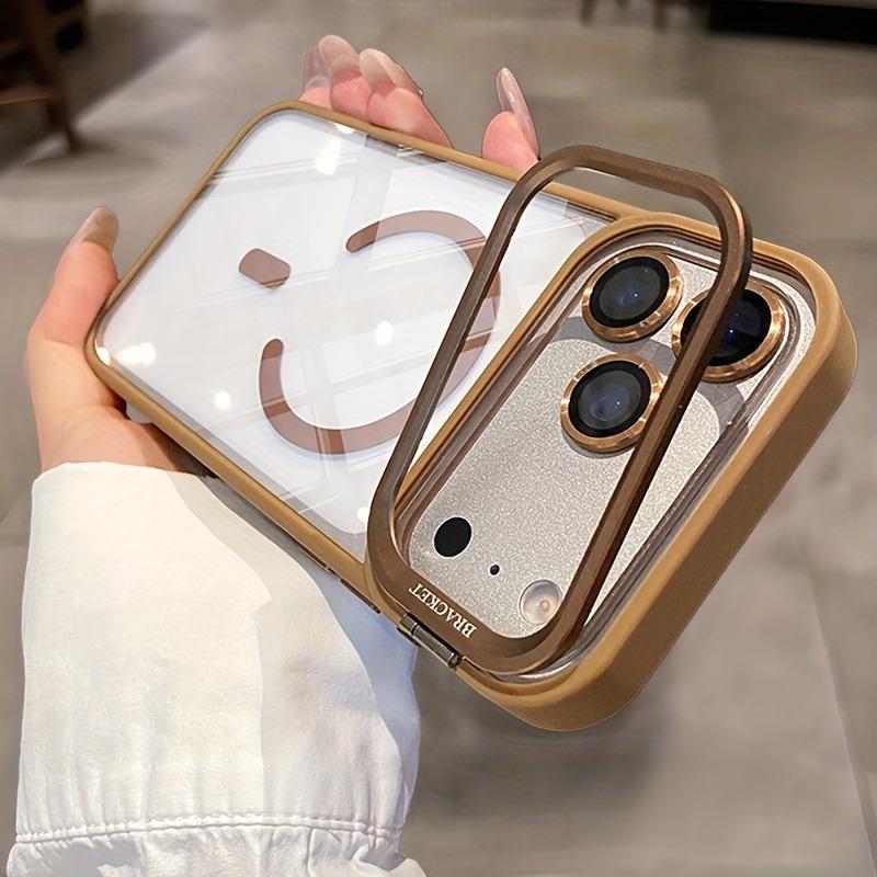 Transparent Magnetic Bracket Phone Case For For Iphone 17 16 1 14 13 Pro Max 16Pro 17Pro Lens Protection Holder Stand Cover