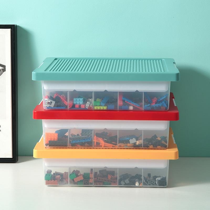 Scatola Trasparente per Giocattoli per Blocchi da Costruzione con Coperchio - Organizer per Bambini