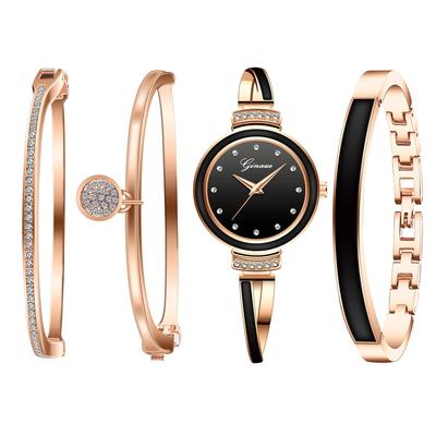 Watch Bracelet Bangle 4 Piece Set Analog Display Waterproof Popular Cute Stylish Alloy Watch Rose Gold Birthday Anniversary Christmas Day Present