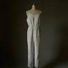 Cotton Wide Leg Jumpsuit With Deep V Neck Back Tie For Casual Streetwear Women
