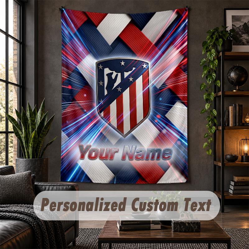 Tapiserie de perete Imprimeu Atletico Madrid Text cu Nume Personalizat Agățătoare de perete Decor pentru casă