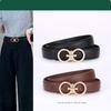 Korean Style Women's Genuine Cowhide Leather Belt - Elegant, Smooth Buckle Design for Versatile and Decorative Wear