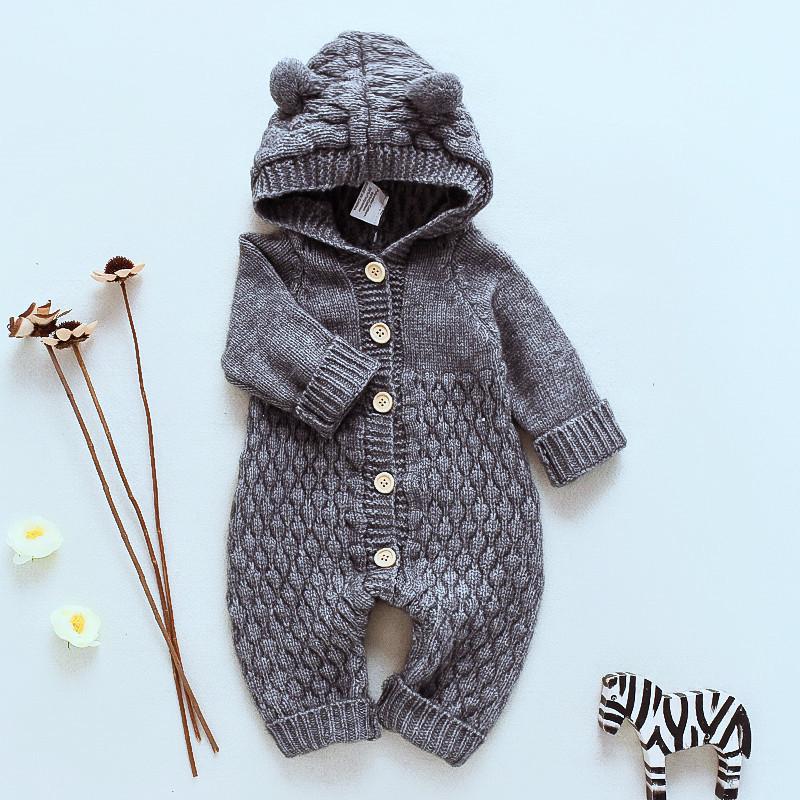 Newborn Knitted Wool Romper - Cute & Warm Baby Sweater for Boys & Girls (Autumn/Spring)