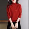Damen Strickoberteil im chinesischen Stil mit halbem Stehkragen, einfarbiger Pullover, Pullover mit halbem Stehkragen für Damen