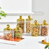 Gold-plated Transparent Plastic Storage Jar Candy Jar Snacks Sealed Jar with Lid Dried Fruit Storage Box Kitchen Storage Tools