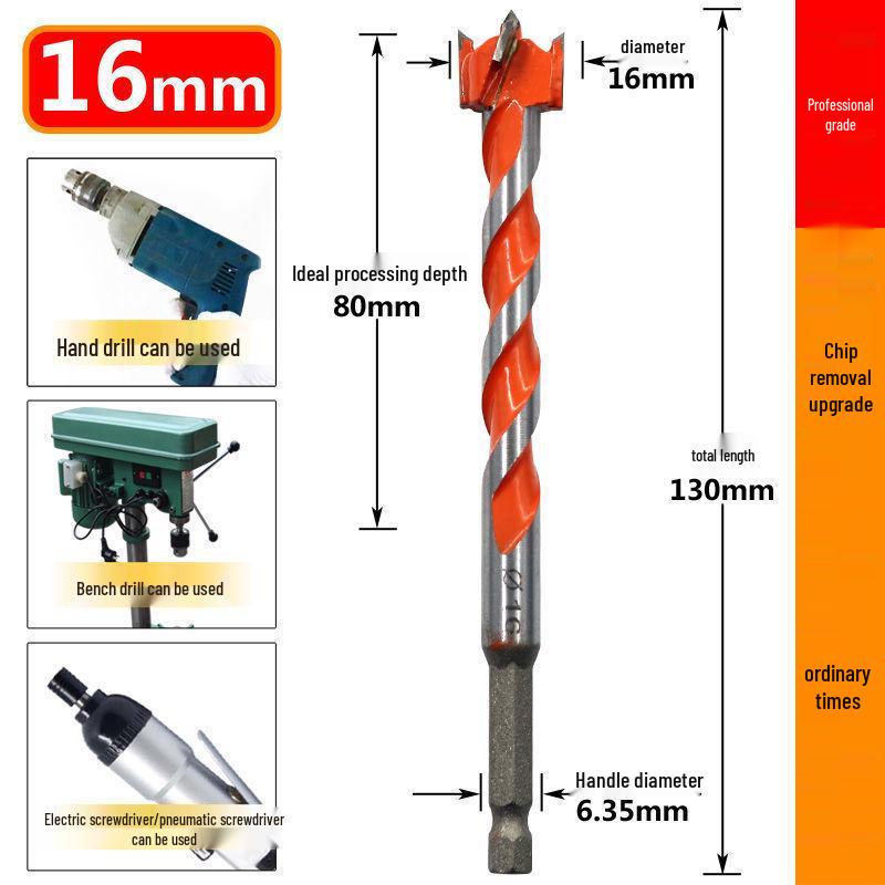Gaură de fierăstrău cu gaură pentru prelucrarea lemnului din aliaj filetată cu coadă hexagonală pentru bormașină electrică - Bit de 6,35 mm