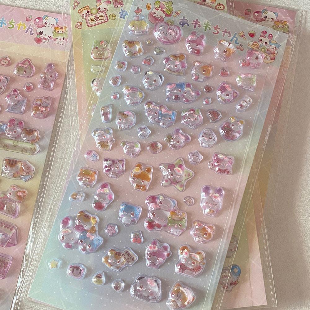 3D Relief Jelly Stickers Cartoon Animal Sticker DIY Phone Case Diary Stationery Stickers Creative Scrapbook Decoration Gifts