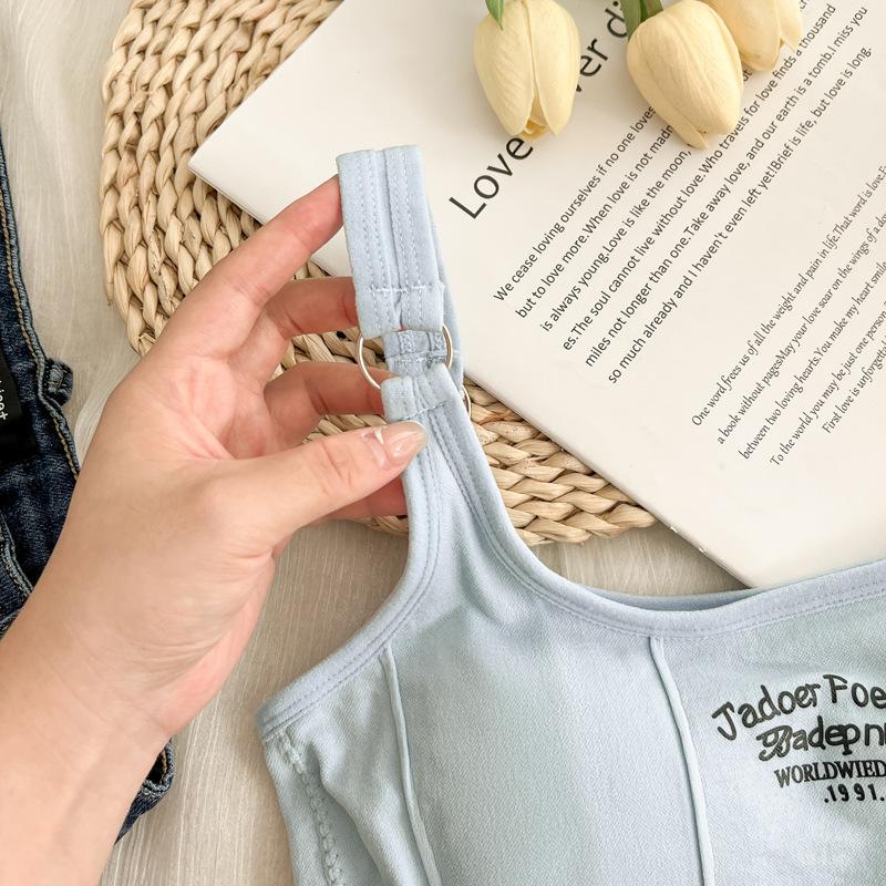 Fashion Printed Iron Buckle Small Suspender with Chest Pad Vest for Women's High-end Sense Inside Slim Fit Outside Spice Girl Pure Desire Top
