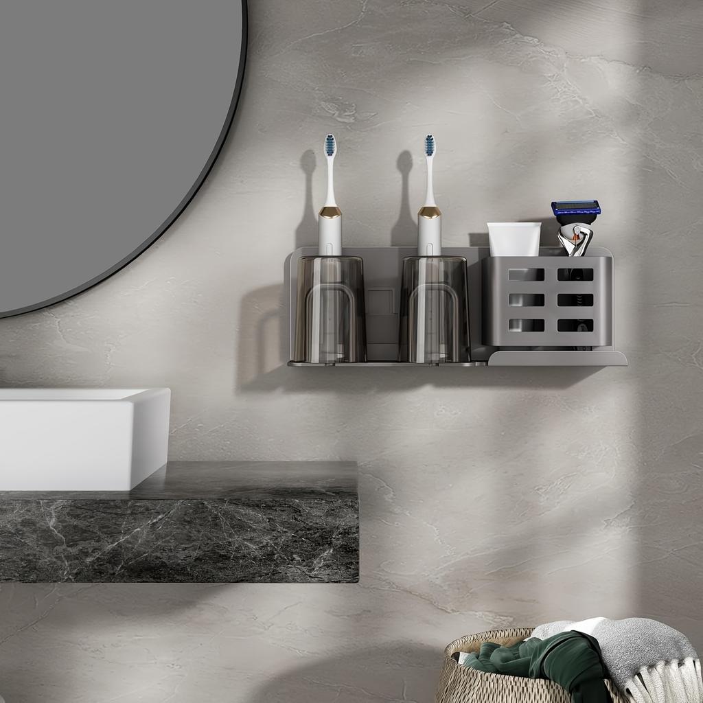Wandgemonteerde Elektrische Tandenborstelhouder Zonder Boren Aluminium Badkamer Opbergrek Scheermes Tandpasta Houder Plank
