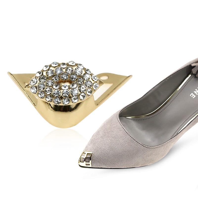 Women's Pointed Toe High Heel Protector - Leather Anti-Kick Decorative Cover with Metal Cap for Shoe Protection.