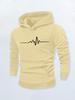 Herzschlag EKG Linie Grafik Hoodie, Minimaler Herzschlag Frontprint Pullover Sweatshirt, Unisex Lässige Streetwear Langarm Kapuzenoberteile für Damen Herren