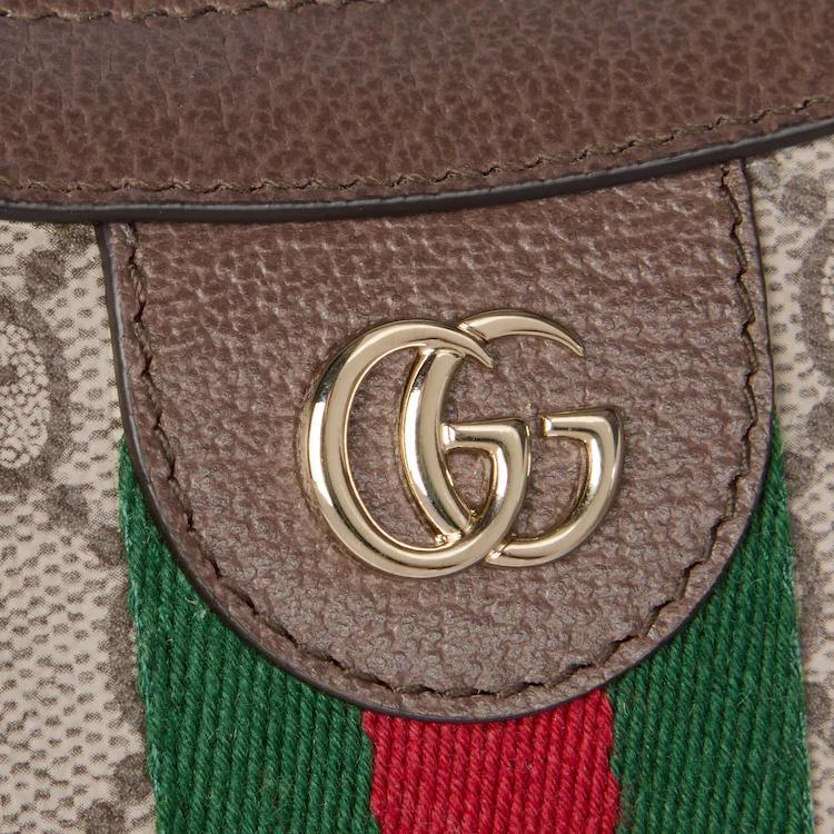 Gucci Ophidia Classic Double G Print Leather Trim Shoulder Tote Bag Small Women Handbags Beige Brown 838463-FAE0P-9746