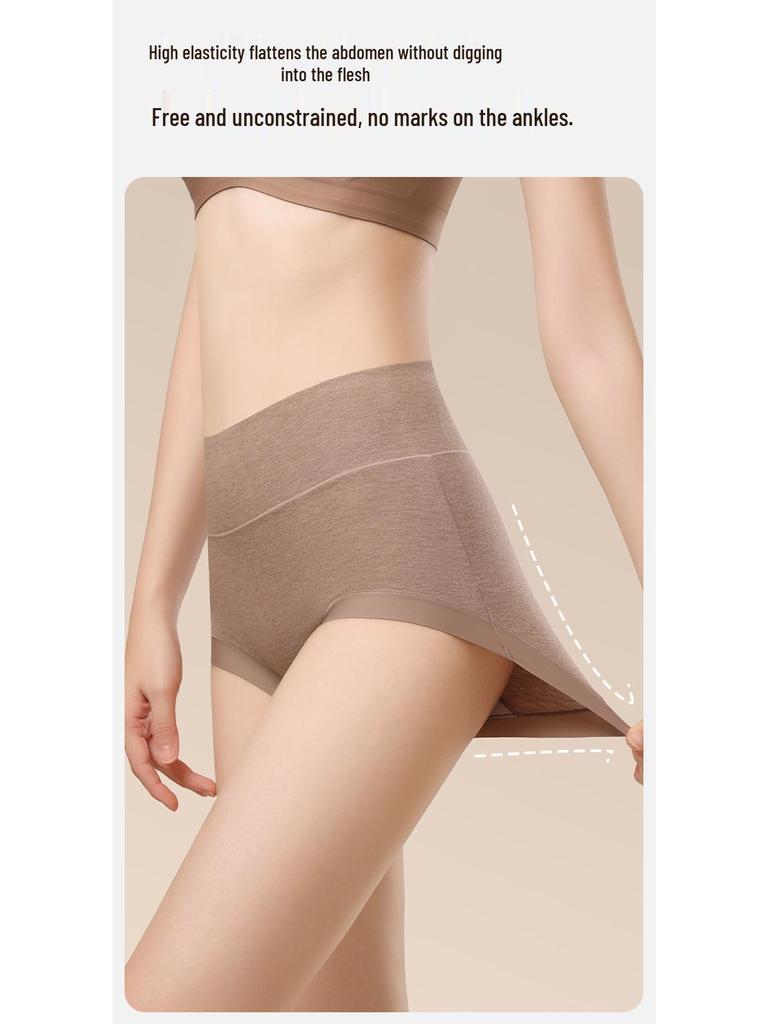 Women's High Waist Seamless Cotton Briefs - Antibacterial, Breathable, No Roll Edge, Micro Tummy Control.