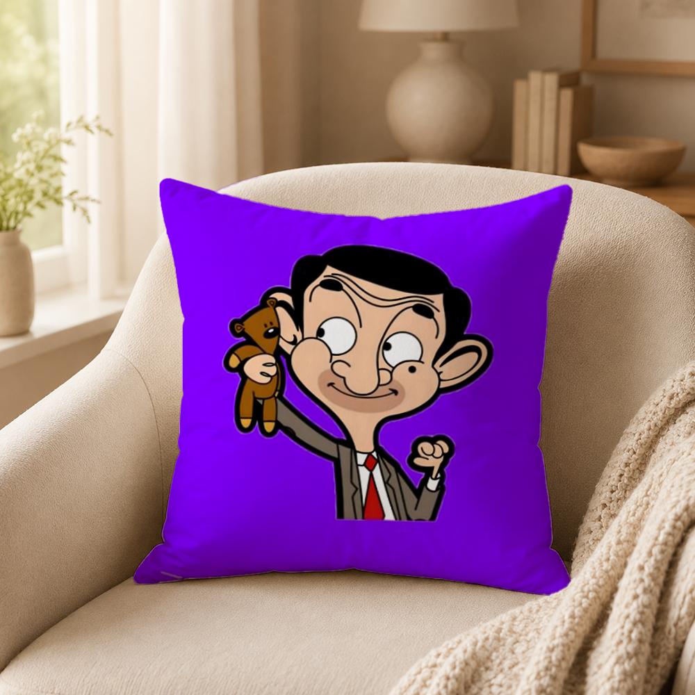 Cartoon M-Mr. BeanS Cushion Cover Double-Sided Printed Pillow Cover Hypoallergenic Dust-Mite Proof