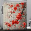 Plum Tree Pattern Digital Print Shower Curtain, Bathroom Renovation Home Decoration, Free Hooks