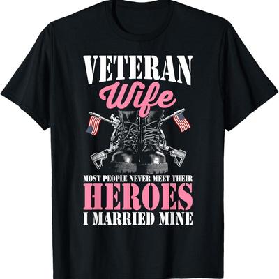 New Limited Veteran Wife Married Mine Proud Military Husband T Shirt
