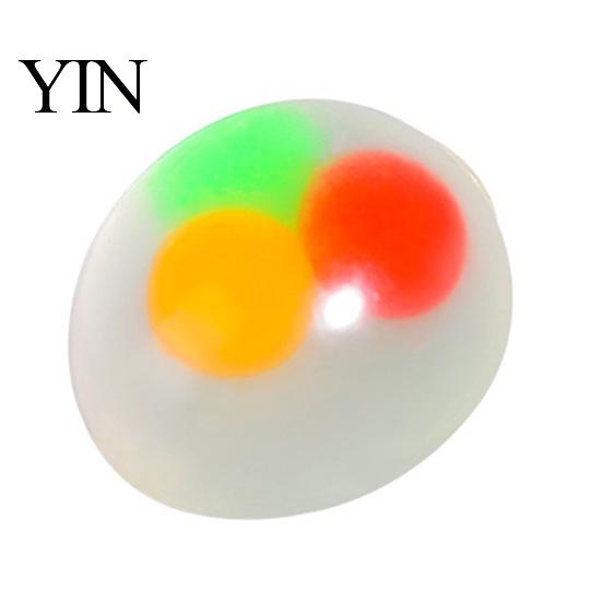 Portable Stress Relief Toy 3Pcs Clear Ball for Anxiety Relief, Squeeze with Soft Sensory Colorful Beads Inside, Reduction Transparent Fidget Gadget