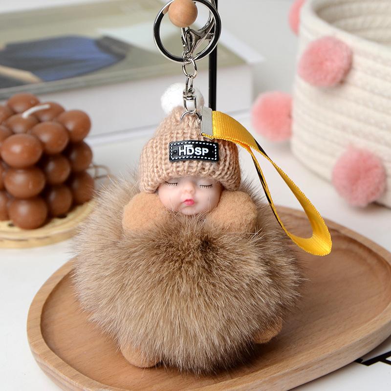 Echter Fuchs Haarball Schlafpuppe Anhänger Plüsch Schlüsselanhänger Accessoires Fell Geschenk Schmuck