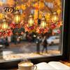 Autumn Window Decals Maple Leaf And Lantern Static Sticker, Double Sided PVC Waterproof Cling Decals, Removable Electrostatic Glass Clings for