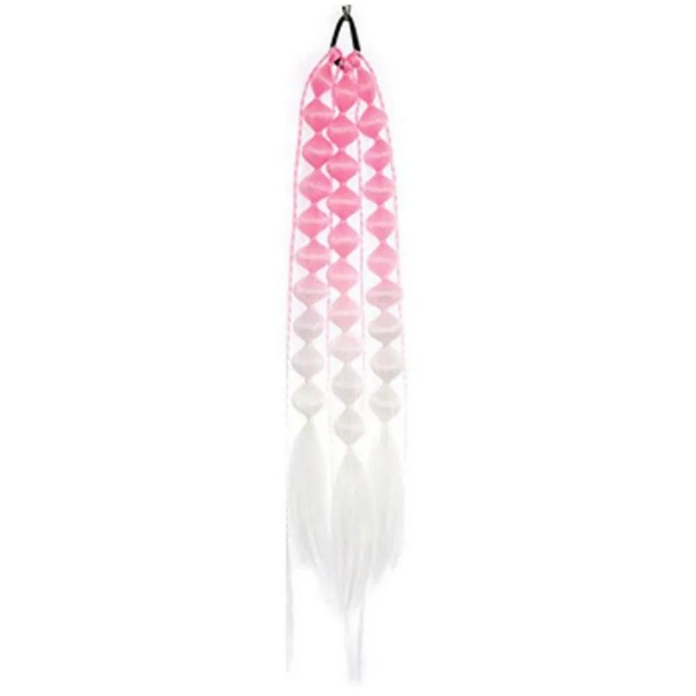 20" Colored Hair Extensions Lightweight with Hair Tie Kids Bubble Ponytail Extension Fashion Women Handmade Braided