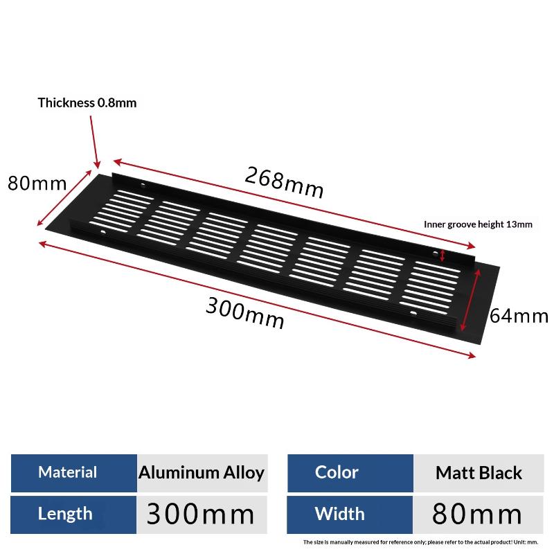 1Pcs Household Air Vent Grille Wall Ventilation Cover Wardrobe Parts 50/60/80mm*150-500mm Aluminum For Cupboard DIY Accessories