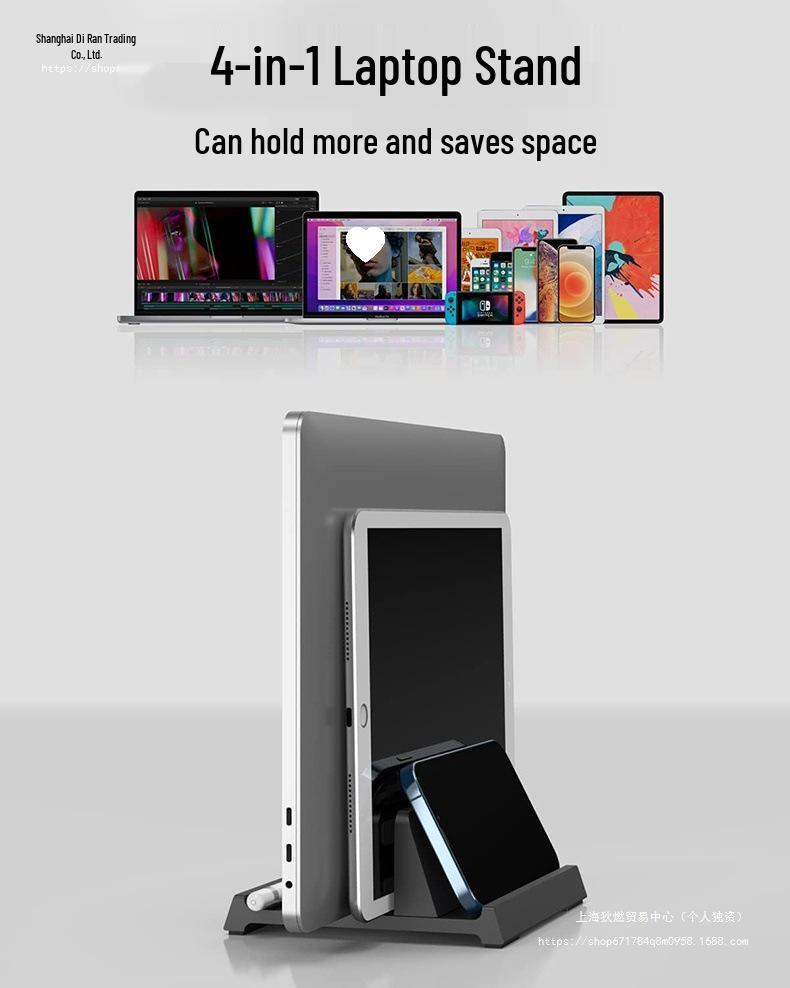 Vertical Metal Desk Storage Rack for Gaming Laptop, Macbook, iPad, and Tablets