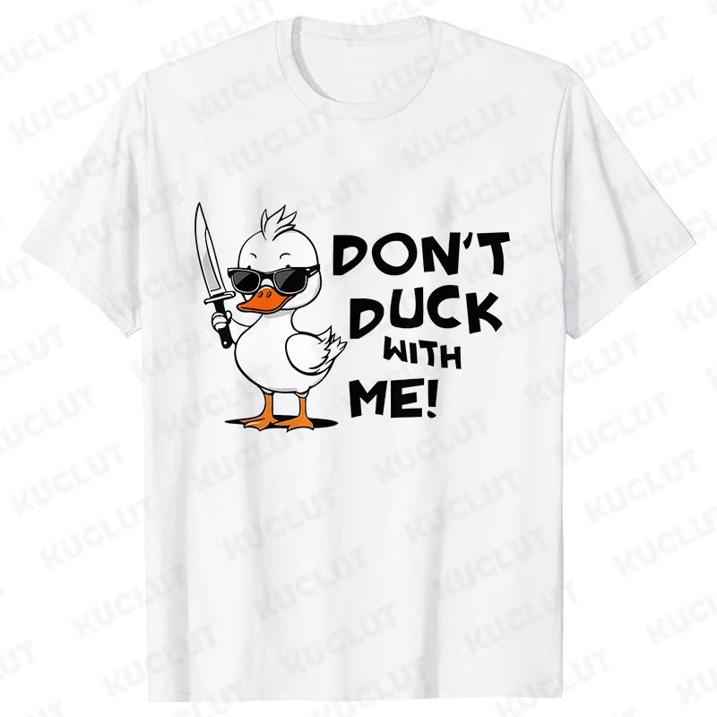 Summer Men's Fashion T-shirts Duck with Knife Print Men Casual Tee Shirts Short Sleeve Round Neck Tops Harajuku Streetwear