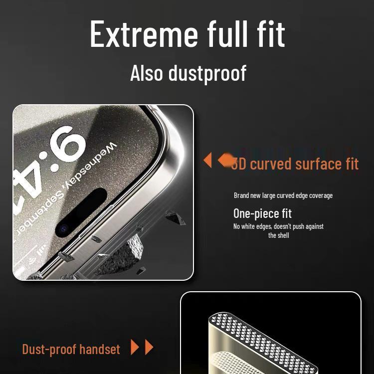 Anti-Peep Tempered Film for Apple 15 Pro Max and iPhone 16 Pro - Dust-Free, Easy Application